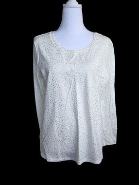 a.n.a. Women's Size Large White Gold Polka Dot Blouse